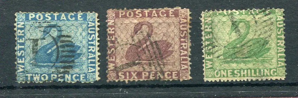 1861 2d blue, 6d purple-brown & 1/- yellow-green ... Image 1++