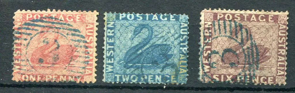 1861 2d blue (SG 34), 6d purple-brown (SG 36) & 1d ... Image 1++