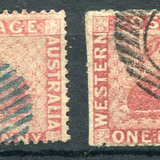 1861 1d rose, perf. 14 (SG 38) & 1d rose-carmine ...