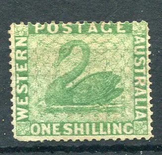 1861 1/- yellow-green clean cut perfs. MNG, ... Image 1++
