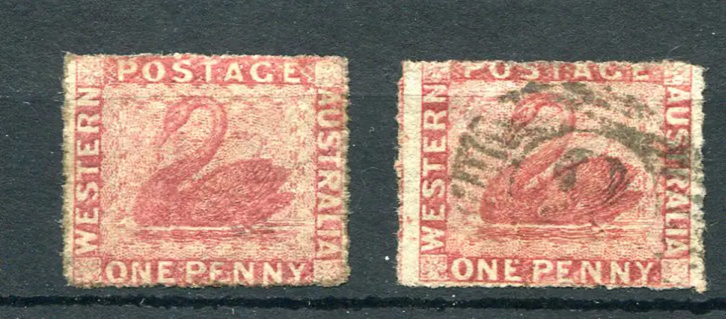 1861 1d carmine-rose, perf 14-16 very rough x 2. ... Image 1++