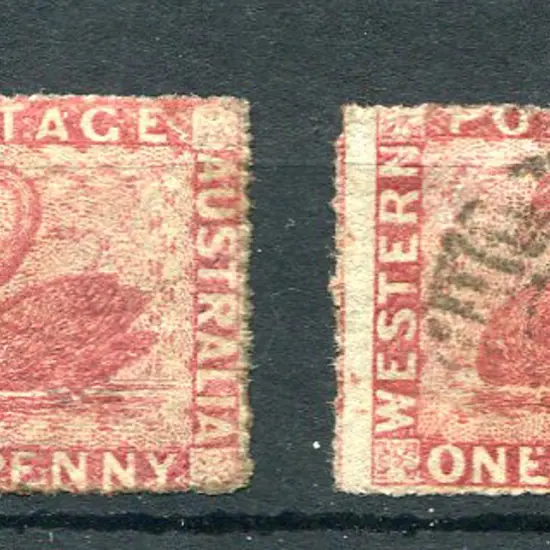 1861 1d carmine-rose, perf 14-16 very rough x 2. ...