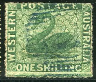 1861 1/- deep green, perf 14-16 very rough. Fine ... Image 1++