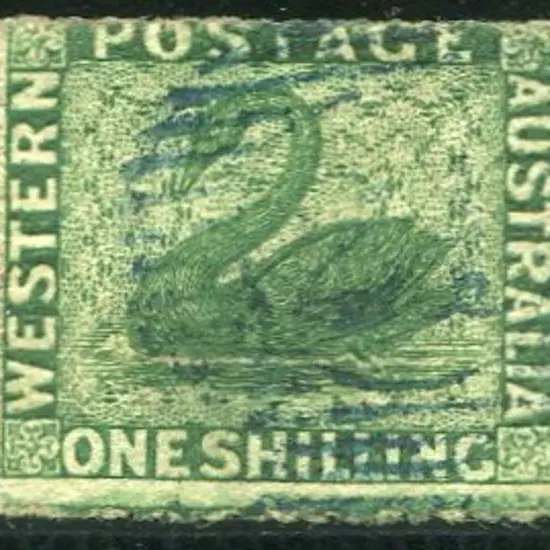 1861 1/- deep green, perf 14-16 very rough. Fine ...