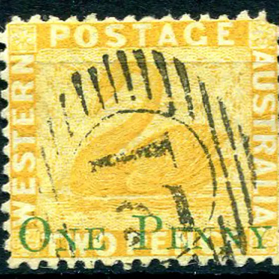 1874  2d yellow with "ONE PENNY" surcharge in ...