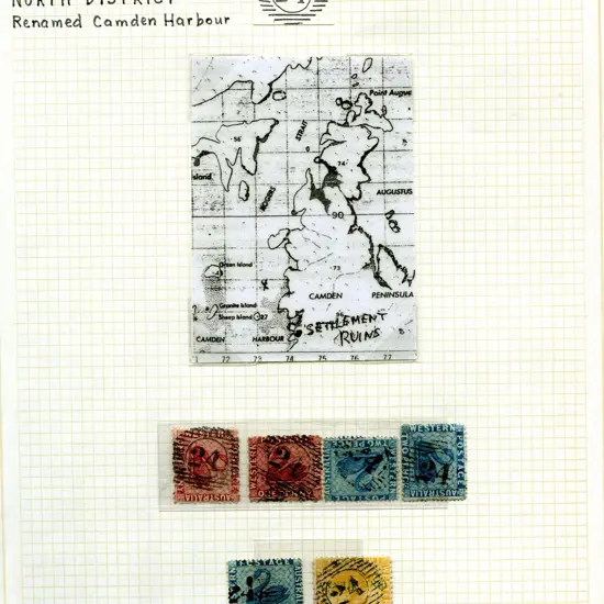1861 2d blues x 3, 1830 1d no wmk, perf. 13 x 2 & ...
