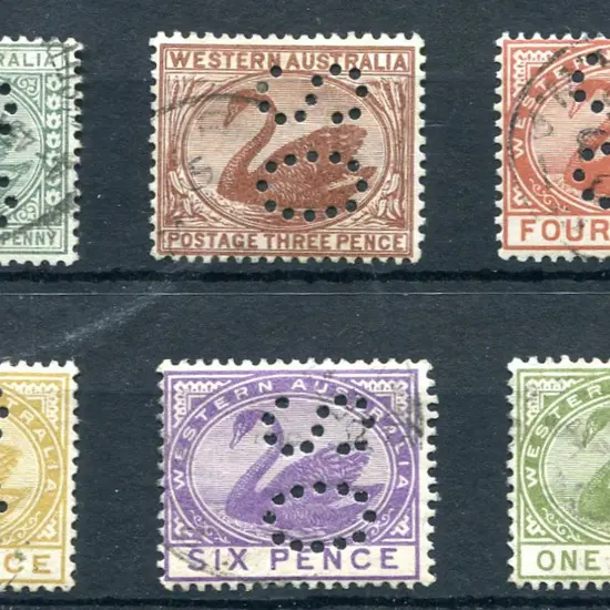 1885/93 ½d green (SG 94a), 3d red-brown (SG 87), ...