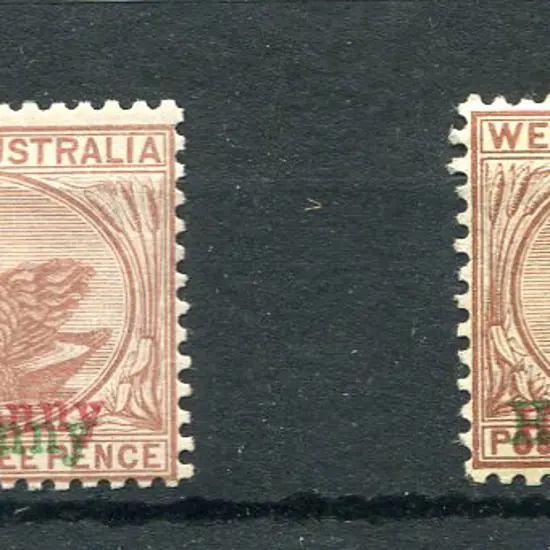1895 "Half-penny" overprints in both in red & ...