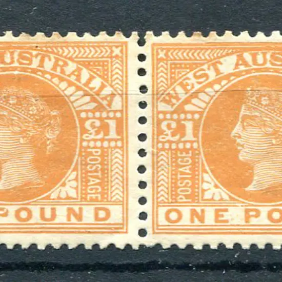 1909 £1 orange QV  horiz pair with right-hand unit ...