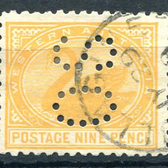 1906 9d orange, perf. 11 perfined "OS". Fine used. ...