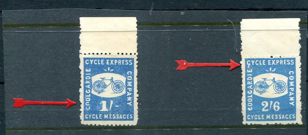 1893 1/- & 2/6d Coolgardie Cycle Express pair each ... Image 1++