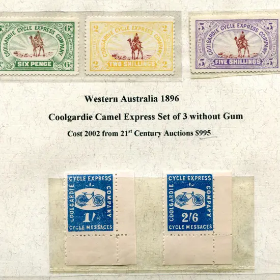 1896 Coolgardie Camel Express set of 3 mint ...