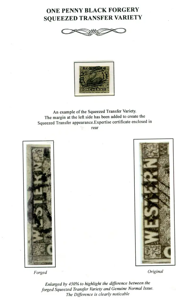 1854 1d black swan "squeezed transfer variety" ... Image 1++