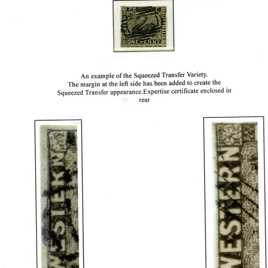 1854 1d black swan "squeezed transfer variety" ...