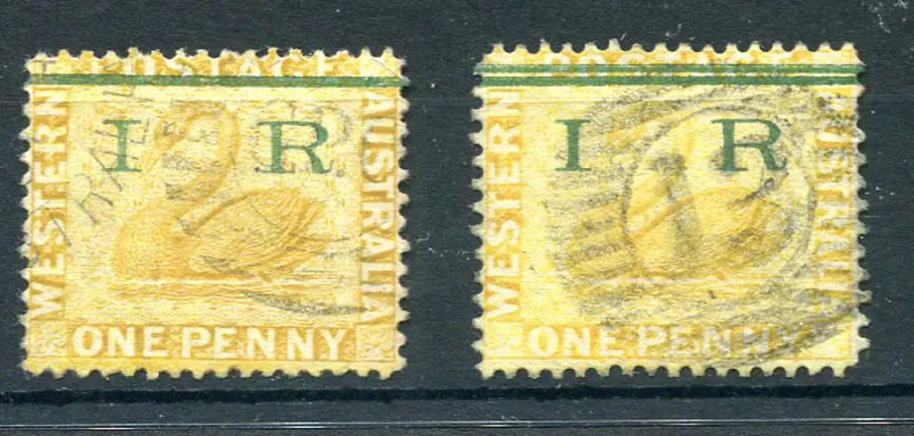 1881 1d yellow-ochre swans ovptd with 1 bar & 2 ... Image 1++