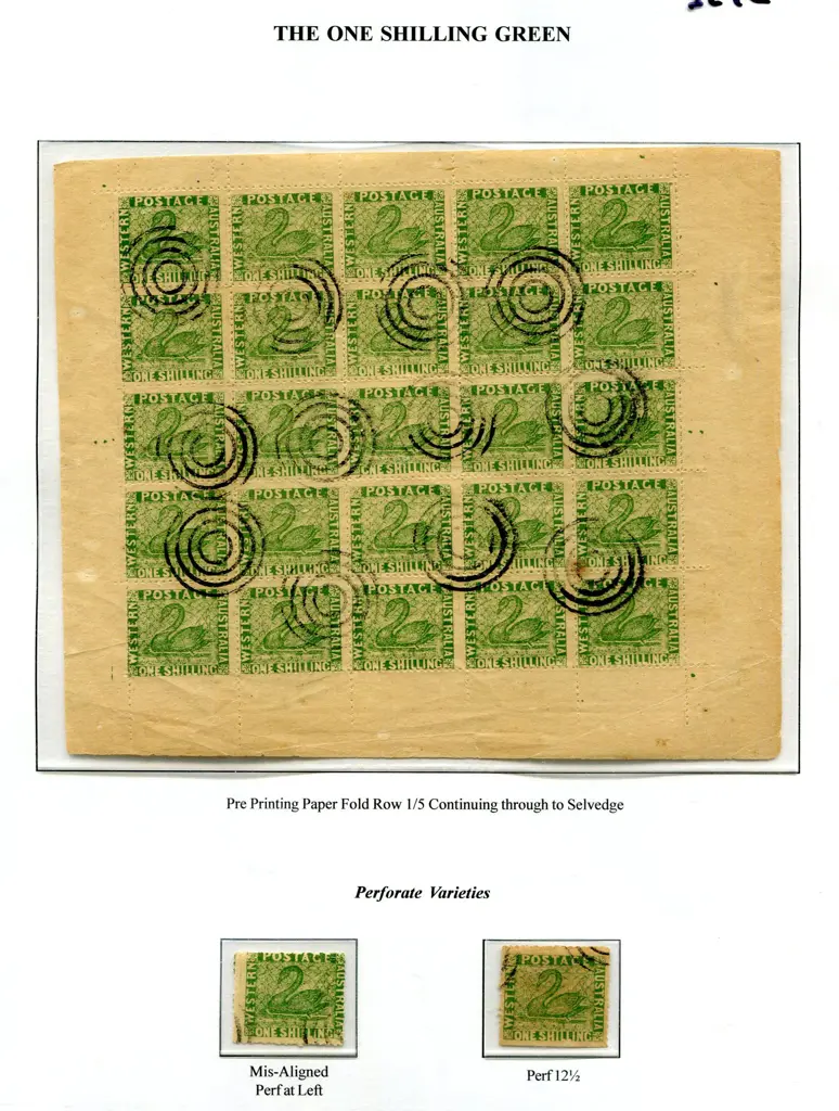 Fournier 1/- green in  5 x 5 full sheet with ... Image 1++