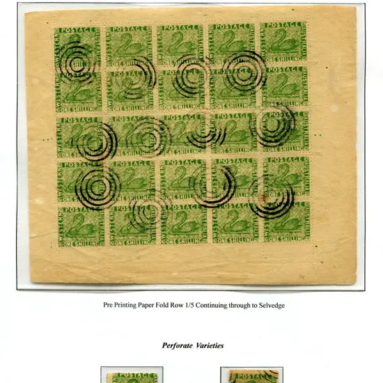 Fournier 1/- green in  5 x 5 full sheet with ...
