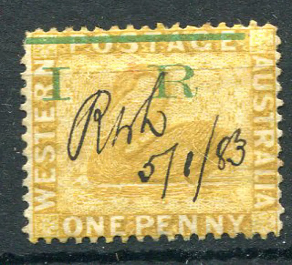 1881 1d yellow-ochre, perf. 14, CR/CC wmk ovptd in ... Image 1++
