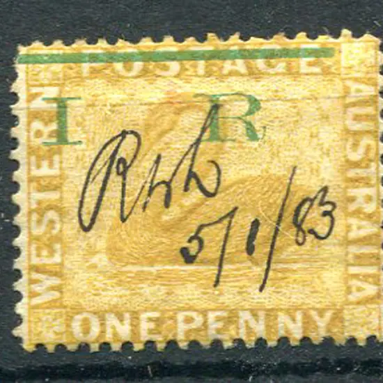 1881 1d yellow-ochre, perf. 14, CR/CC wmk ovptd in ...