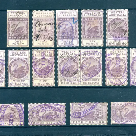 1881 1d to £10 Internal Revenues with narrow Crown ...