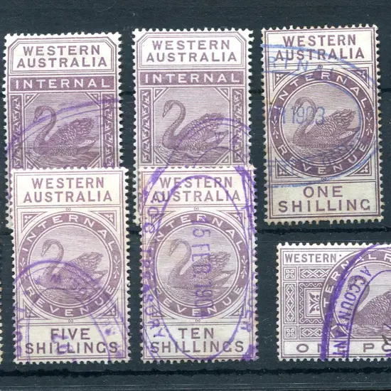 1896 1d to £1 Internal Revenue with wide CA crown ...