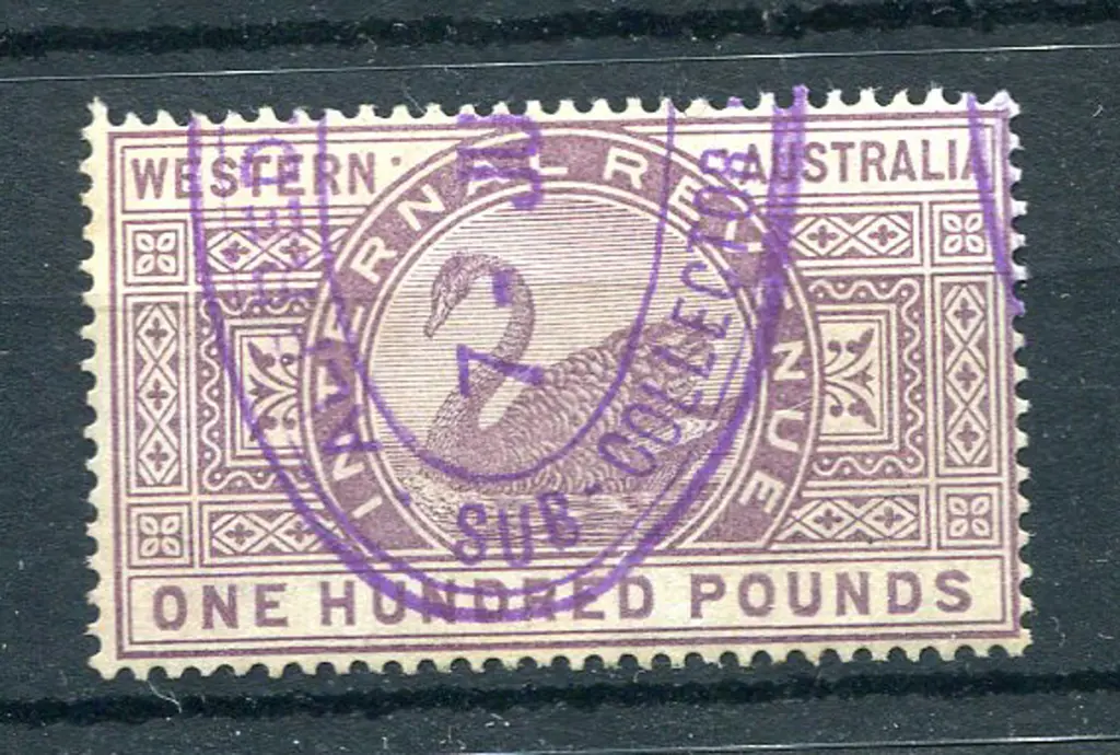 1896 £100 Internal Revenue. Superb used with neat ... Image 1++
