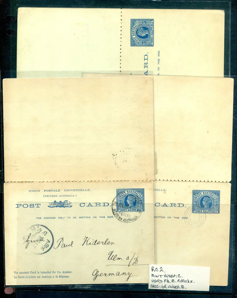 1902 1½d + 1½d blue Reply Post Cards (RPC 2) ... Image 1++