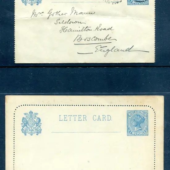 1902 2d blue Letter Cards (LC 3) unused, slightly ...