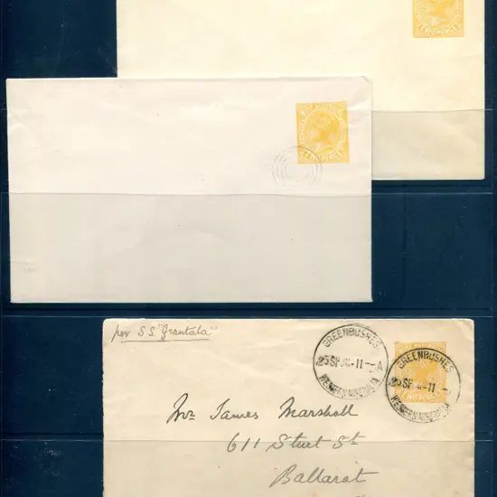 1902 2d orange envelopes (EN3) x 3 with a superb ...