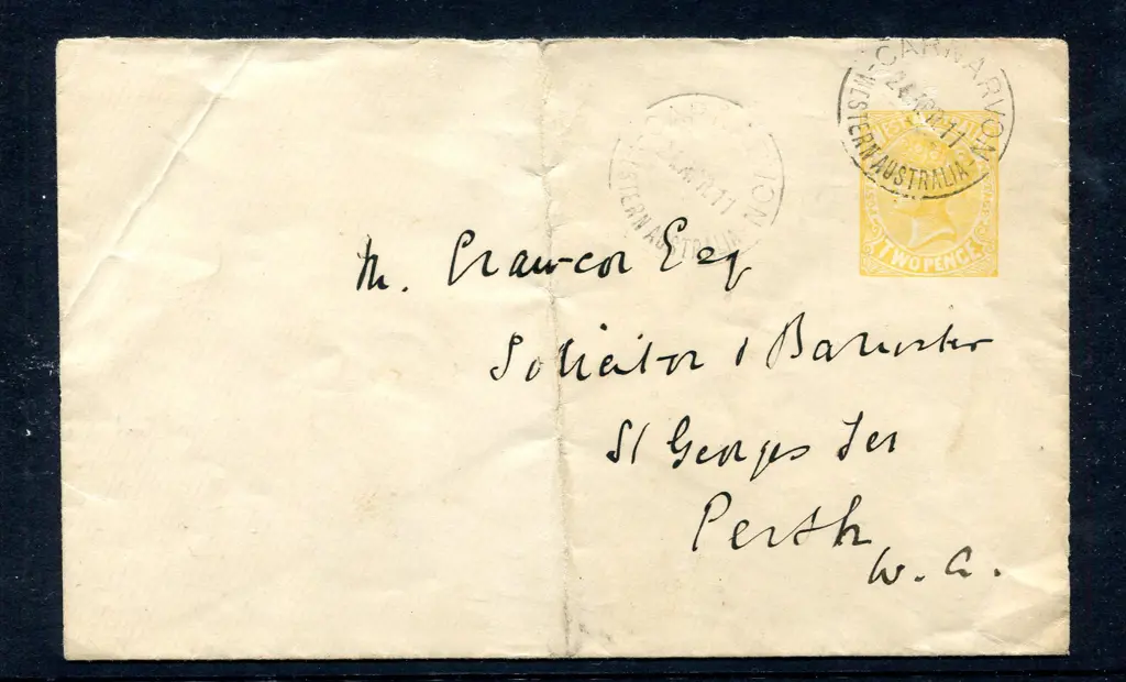 1902 2d yellow envelope (EN2) fine postally used ... Image 1++