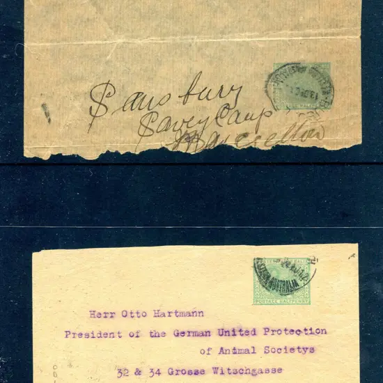 1909 & 1910 ½d green no line border on vertically ...