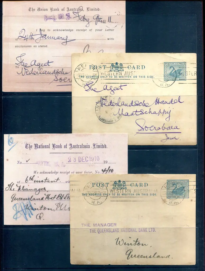 1910 1d steel blue on unsurfaced card (PC 17.1) x ... Image 1++