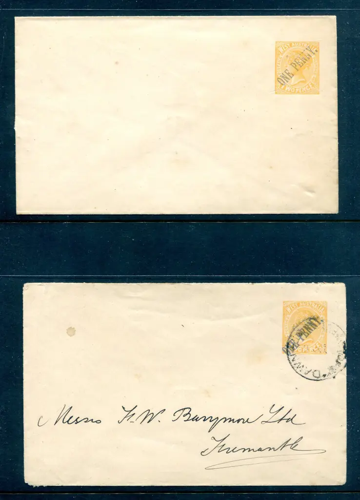 1912 "ONE PENNY" surcharge in blue ink on 2d ... Image 1++