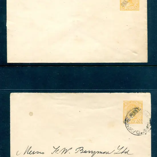 1912 "ONE PENNY" surcharge in blue ink on 2d ...