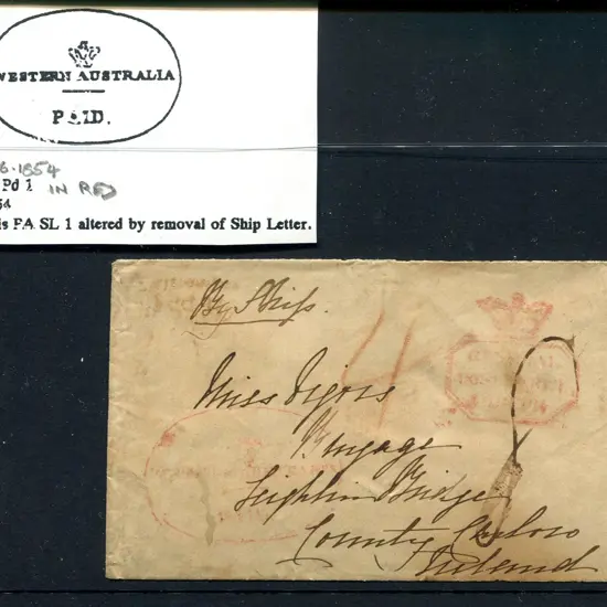 1854 Cover to Ireland endorsed "By Ship" & 4 in ...