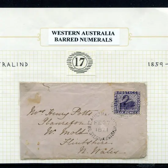 1871 (27th Feb) 6d violet swan tied by 15 bar "17" ...