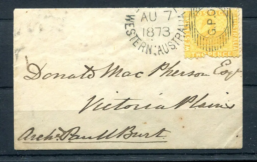 1873 (7th Aug) Perth to Victoria Plains cover with ... Image 1++