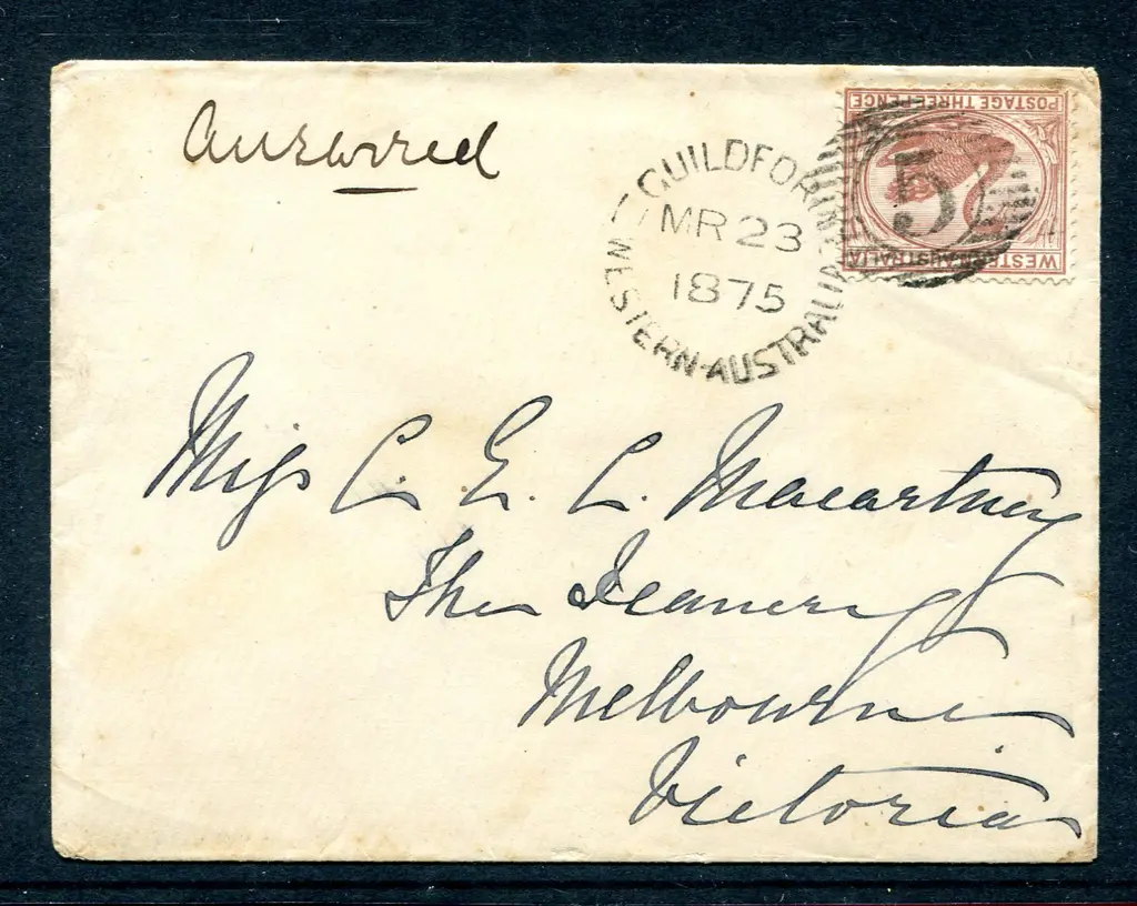 1875 (23rd Mar) Guildford proving cover for 15 bar ... Image 1++