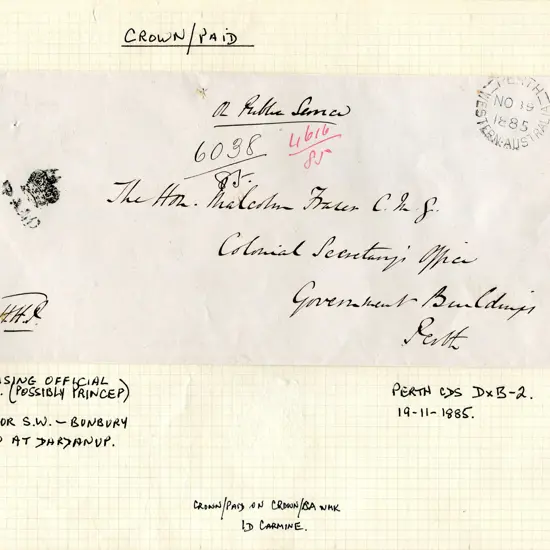 1885 (19th Nov) "On Public Service" endorsed long ...