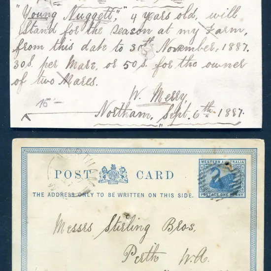 1887 (17th Sep) Northam proving item with 12 ...