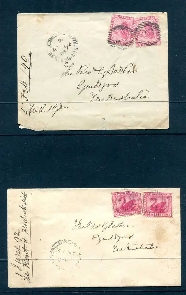 1890 (4th Feb) Gingin to Guildford 1888 1d pink ... Image 1++