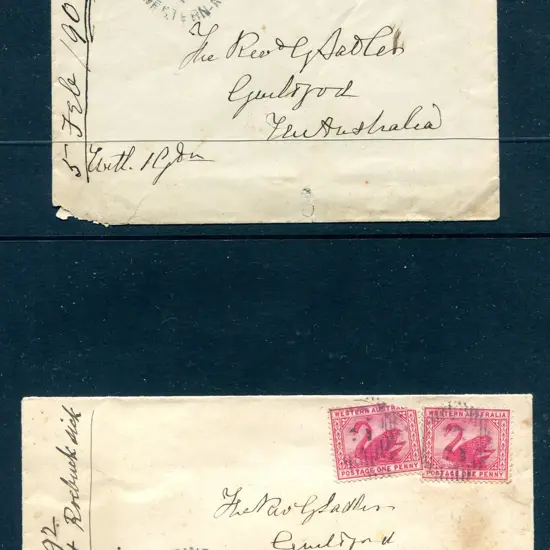 1890 (4th Feb) Gingin to Guildford 1888 1d pink ...