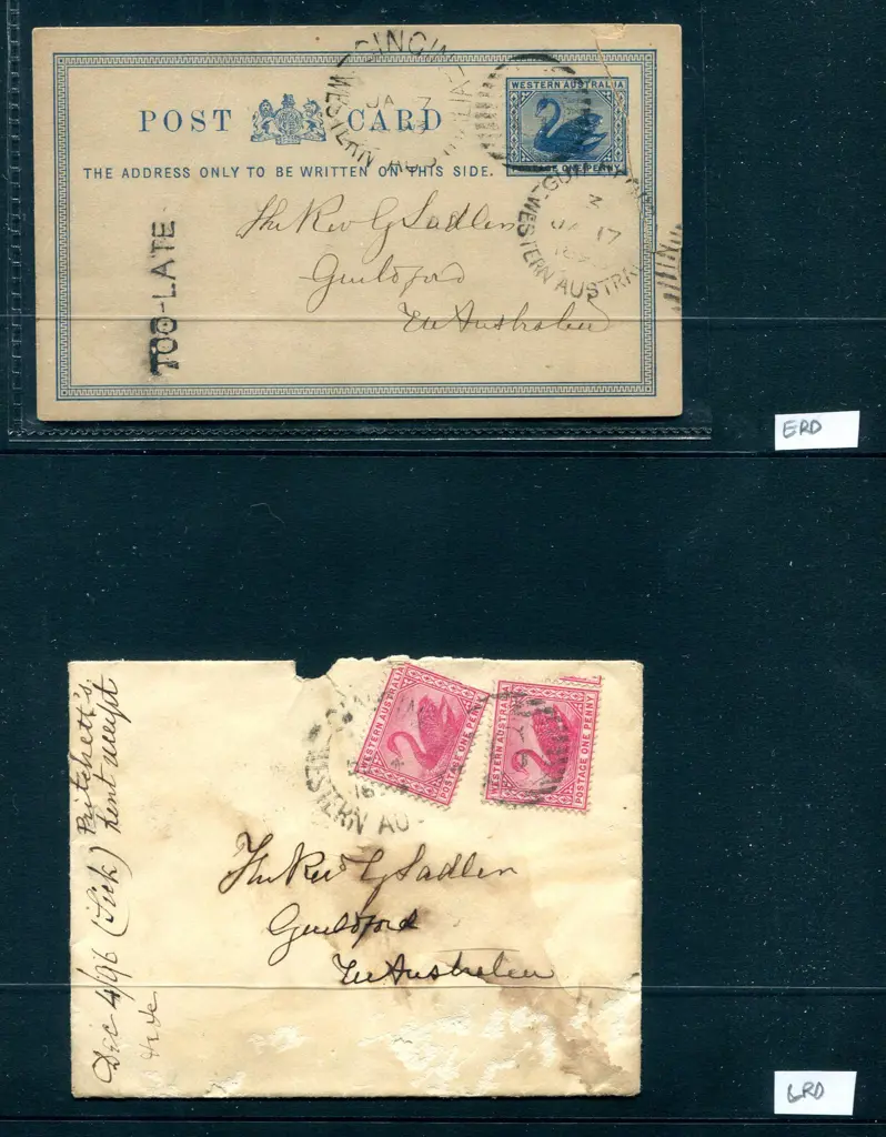 1893 (7th Jan) (ERD) Gingin DxL-2 on 1d blue Post ... Image 1++