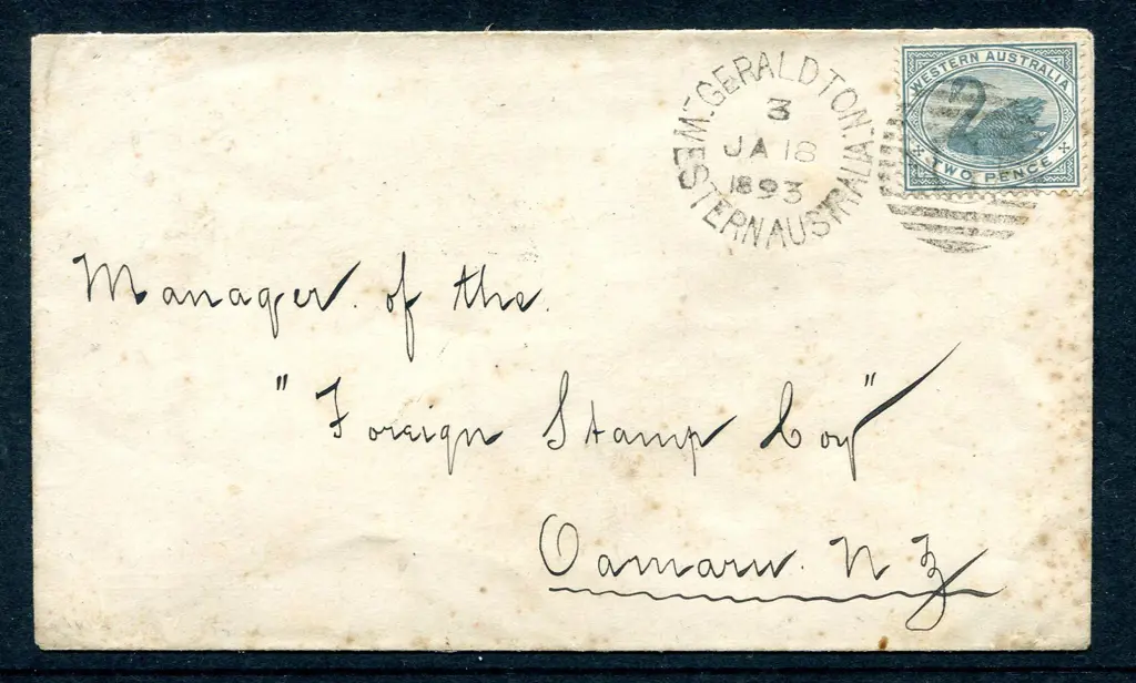 1893 (18th Jan) Geraldton to "Foreign Stamp Coy" ... Image 1++
