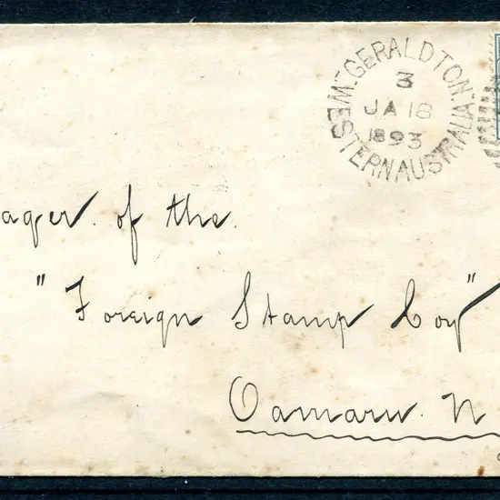 1893 (18th Jan) Geraldton to "Foreign Stamp Coy" ...
