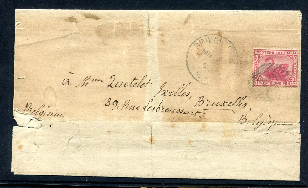 1893 (13th Mar) Bridgetown to Belgium home-made ... Image 1++