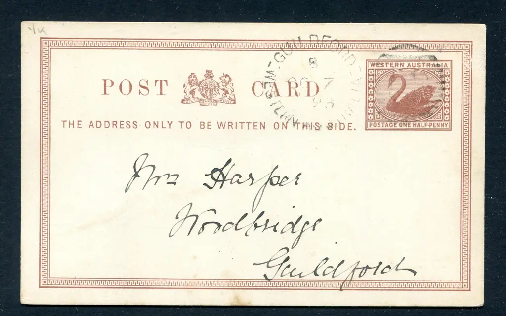 1893 (7th Oct) ½d brown Post Card (PC2) tied by ... Image 1++