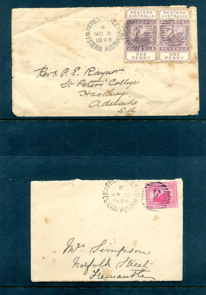 1893 (8th Nov) 1d IR Revenues pair on cover ... Image 1++