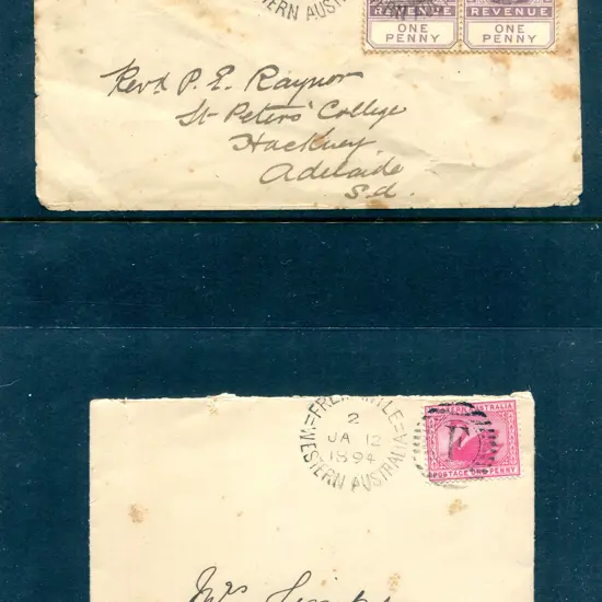 1893 (8th Nov) 1d IR Revenues pair on cover ...