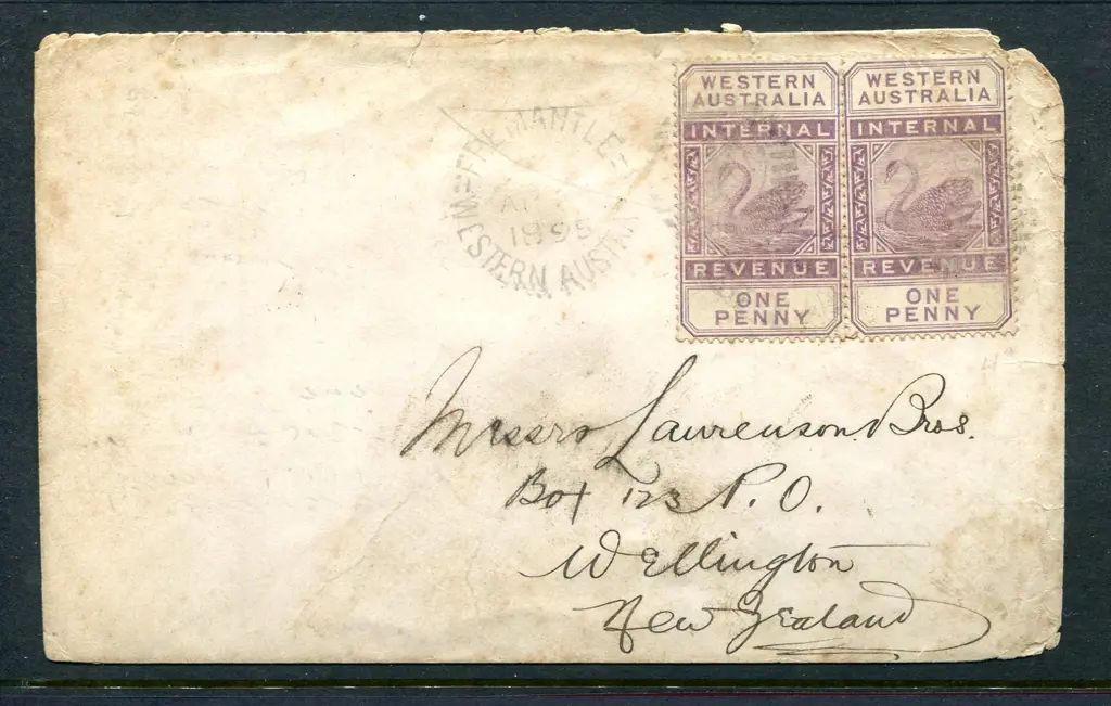 1895 (24th Apr) 1d Internal Revenue pair tied by ... Image 1++
